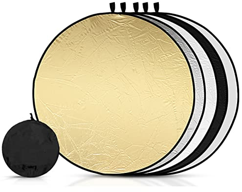 5 in1 Reflector,Scheibenreflektor,60cm Rund Fotografie Licht Reflektor,Diffusor Fotografie,Faltbarer Faltreflektor,Foto Reflektorreflektor Lichtreflektor,für Portrait,Foto,Selfie,Hochzeitsfotografie