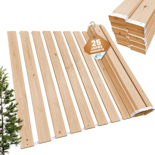 Rollrost 140x200 cm - 21 Leisten - extra starker Lattenrost aus Massivholz - belastbar bis 250 kg - Rolllattenrost für Einzelbett oder Doppelbetten