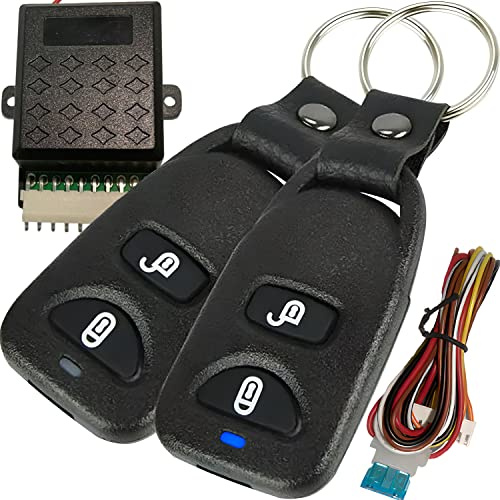 Retoo Zentralverriegelung 12 V, 2 Funkfernbedienungen, 433 MHz | 3 Funktionen, Öffnen, Verriegeln, Fahrzeugfinder, Modul 6,5 x 6 x 2,6 cm, Verkabelung, für vorhandene Schließanlage