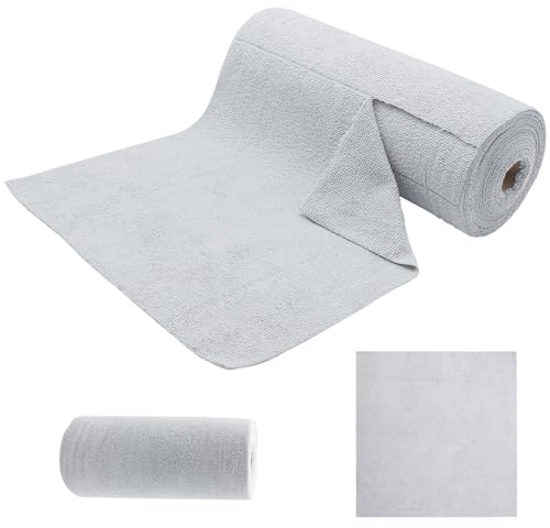 Piuluvor® Mikrofaser Reinigungstücher Rolle 50 Stück Abreißbare Putztücher 30 × 30 cm Mikrofasertücher Rolle Wiederverwendbare Fusselfreie Putztuchrolle für Auto Küche Haus (Hellgrau)