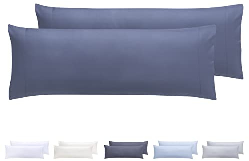 Kissenbezüge, extra weiche Mikrofaser, hypoallergen, Set mit 2 Kissenbezügen 105X40 cm Graublau