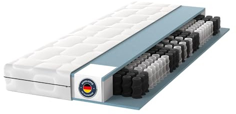 BMM Matratze 180x200 cm Ortho Medic Taschenfederkernmatratze Härtegrad H4 ergonomische 7 Zonen Matratze Höhe 21 cm Deutsche Produktentwicklung