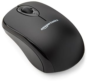 Amazon Basics Kabellose Computer-Maus mit USB-Nano-Empfänger, Schwarz