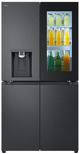 LG GMG960EVJE Multi-Door mit InstaView, Eis-, Crushed Ice- und Wasserspender, 635 L Kapazität, Fensteranschluss, Essence Black Steel
