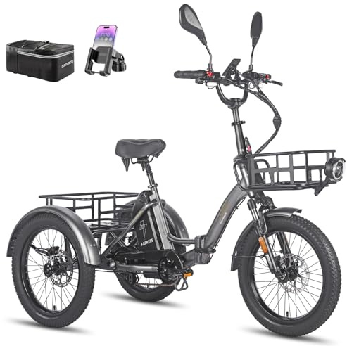 Fafrees F20 Mate e-Bike Dreirad klapprad 20 * 3.0 Zoll, Elektro Dreirad für Erwachsene 48V 21Ah Akku, e Bike 3 Rad 65N.m, Reichweite bis zu 65-115Km, Belastung 180KG