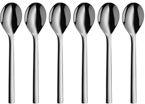 WMF Nuova Tee-/ Kaffeelöffel Set 6-teilig, 13,5 cm, Teelöffel Cromargan Edelstahl poliert, Dessertlöffel glänzend, spülmaschinengeeignet