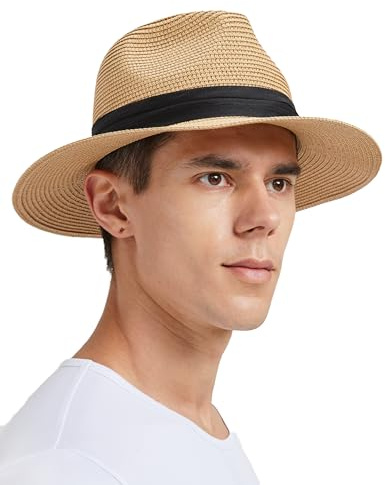 Zylioo XL/XXL Strohhut Herren Großen Kopf, Sommer Stroh Sonnenhut,Sonnenschutz UV Sommerhut Strandhut für Urlaub