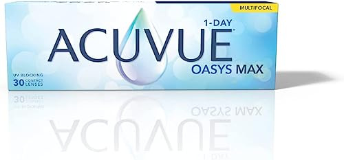 ACUVUE OASYS MAX 1-Day MULTIFOCAL Tageskontaktlinsen – 30 Gleitsichtlinsen für den Nah-, Zwischen- und Fernbereich – Tageskontaktlinsen mit -3.50 dpt und BC 8.4 – UV Schutz & angenehmes Tragegefühl