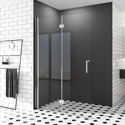 Walk in Duschwand, 100x195 cm Falttür Begehbare Dusche Duschkabine Duschtrennwand 6mm ESG-Sicherheitsglas Nano Beschichtung