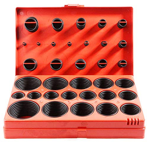 Spurtar 419 Stück. O Ring Sortiment Ø 3-50 mm Öl Säure Kraftstoff UV Temp. Beständig Dichtung Dichtungsring Set Dichtringe Synthesekautschuk Dichtungsgummi, schwarz