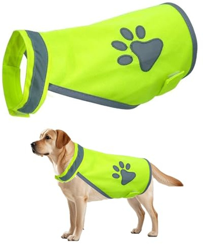 Sikweny Warnweste Hund Reflektierende Streifen Hundewarnweste mit Reflektierenden Elementen Warnwesten Einstellbares Design für Nachtwanderungen Outdoor Abenteuer Radbegleitung Training und Gesel (L)