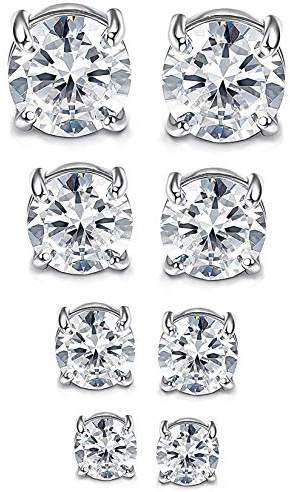YADOCA 4 Paar Magnet Ohrringe Herren Edelstahl Magnetische Ohrstecker Hypoallergen CZ Non-Piercing
