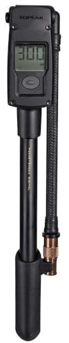 Topeak Dämpferpumpen Pocket Shock Digital kompakte, Digitale Dämpferpumpe mit einem leicht ablesbaren LCD-Display für Luftdrücke bis 20,7 bar / 300 psi, 15700265, Schwarz