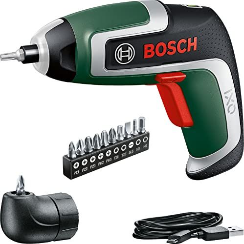 Bosch Akkuschrauber IXO (7. Generation; 3,6V; 2,0Ah; 5,5Nm; mit Mikro-USB-Kabel; Inklusive Winkel-Aufsatz; schraubt bis zu 190 Schrauben, im Karton) – Amazon Edition