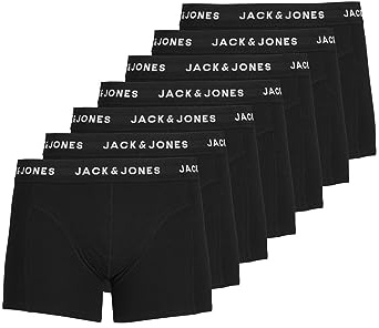 JACK & JONES Herren Jachuey Trunks 7 pakke Boxershorts, Schwarz, L EU