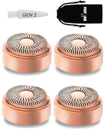 Gurelax Gesichtshaarentferner Ersatzköpfe für Finishing Touch Flawless der neuen Generatio,Schmerzfreie Haarentfernung mit hypoallergen 18-karätige (4pack)