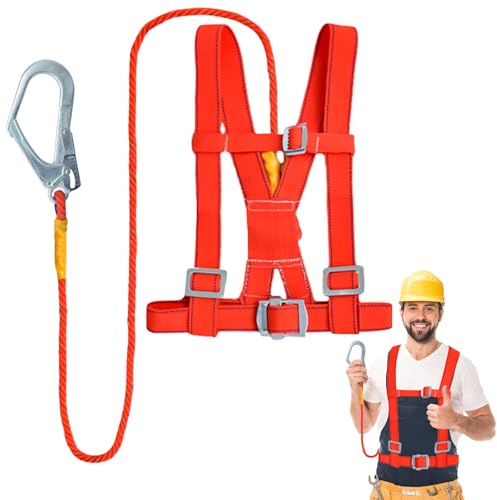 Klettergurt, Absturzsicherung Sicherheitsgurt Befestigender Klettergurte Auffanggurt zum Feuerrettung, Bergsteigen, Halber Körperklettergurt Mehrzweck Kletterausrüstung für Frauen Männer, Gelb