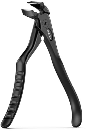 FERYES Ergonomischer rutschfester Nagelknipser mit langem Griff für Senioren, einzigartiger abgewinkelter Kopf, Kurve, breite Backenöffnung, Zehennagelknipser mit Fänger für dicke Zehennägel und