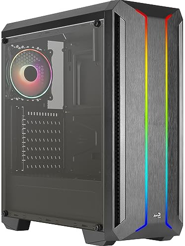 Aerocool SKYLINEV2BK, PC ATX Gehäuse, Dual Front Panel LED ARGB, ARGB 12cm Lüfter, Schwarz
