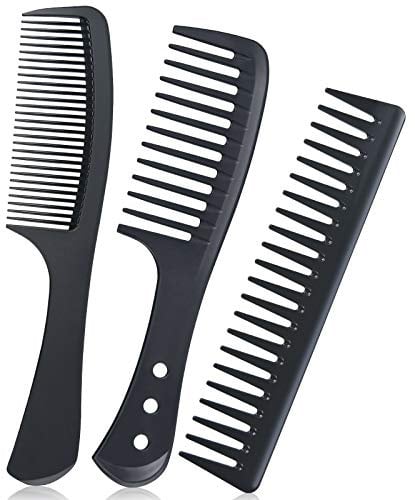 URAQT Breiter Zahnkamm Kit, 3PCS Profi Friseur Kamm, Barbier Haarstyling Salon Lockenkamm Hitzebeständiger Antistatischer Carbon Kamm, Hair Comb für Männer und Frauen