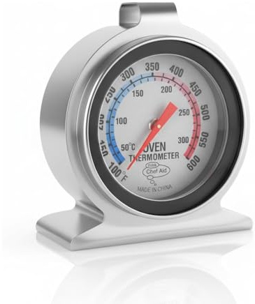 Chef Aid Ofenthermometer Edelstahl – Backofen Thermometer mit gut lesbarer Anzeige zur präzisen Temperaturkontrolle beim Backen und Braten, hitzebeständig