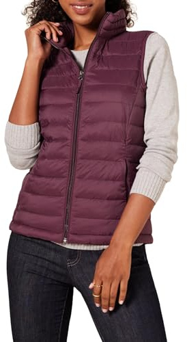 Amazon Essentials Damen Leichte wasserabweisende und packbare Steppweste, Burgunderfarben, M