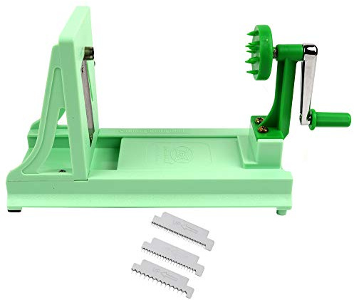 Vollum Japanischer Gemüse-Spiralschneider, Gemüse-Spiralschneider für frische Zucchini, Kürbis, Butternusskürbis mit 1 geraden Klingen und 3 gezackten Klingen, mehrere