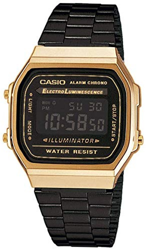 Casio Unisex ErwachseneArmbanduhr Digital Quarz Edelstahl A168WEGB-1BEF