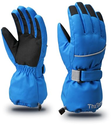 ThxToms Kinder Ski Handschuhe Winter Skihandschuhe -15℃ | Winddicht Wasserdicht Warm | Oxford Palme Verdickt Kalt Wetter | Outdoor Sports Snowboard Skifahren | für Junge Mädchen
