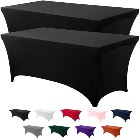 Utopia Kitchen Spandex Tischdecke 2er-Pack [4FT, Schwarz] Enge, Passgenaue, Waschbar und Faltenfrei Tischdecke Outdoor für Veranstaltung, Hochzeit, Bankett & Partys [122Lx76Wx76H] cm