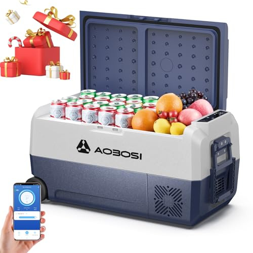 AAOBOSI Kompressor Kühlbox 36L mit APP, -20°C bis 20°C, Dual Zone, 12V 230V
