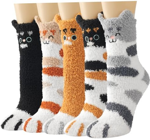ILovDaisy Kuschelsocken Damen 5/6 Paare, Warme Flauschige Socken | Dicke Wintersocken Haussocken, Kuschel Bettsocken Schlafsocken Thermosocken Weihnachtssocken für Weihnachten als Geschenke