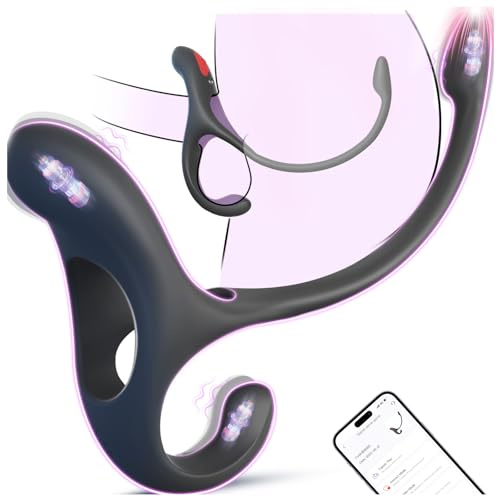 Analplug Prostata Hoden Stimulation Männer mit Penisring Klitorisstimulator, Anal Butt Plug Dildo Sex Spielzeug für die Männer Paare Frauen, Penis Ring Vibrator App, Cockring Sexspielzeug Vibration