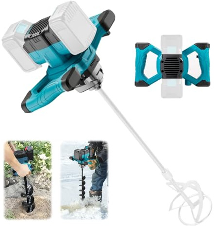 Akku Farbmörtelrührer Kompatibel für Makita 18V Batterie, Erdbohrer für Akkuschrauber Brushless Farb-Mörtelrührer Betonmischer Rührwerk Mörtelrührer Zementrührer mit 6-Gang (ohne Batterie)