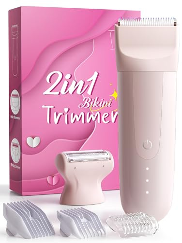 Intimrasierer für frauen, Rasierer Damen Intimbereich & Körper: Schamhaare Trimmer Damen, 2-in-1 Damenrasierer Elektrisch für Bikinizone Achseln Beine, Aufladbare Bikini Trimmer Damen