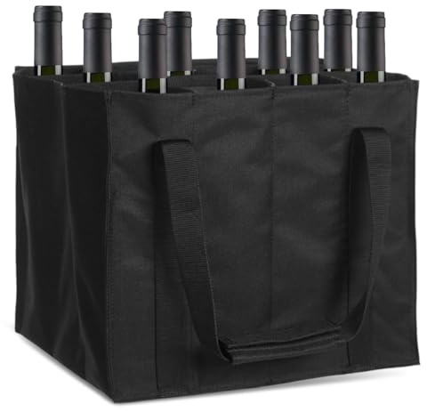 Flaschentasche 12 Flaschen (45 X 27 X 27 cm), Faltbarer Flaschenträger | Bier, Wein, Champagner Wiederverwendbare Getränketasche, Flaschenträger mit Trennwänden für Picknicks, Camping, Partys