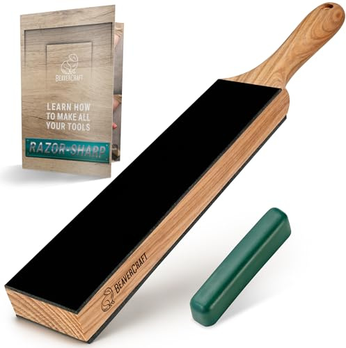 BeaverCraft LS6 Leder Streichriemen zum Schärfen von Messern mit Polierpaste - Schärfset Lederriemen - Schnitzmesser Set Abziehpaste - Holzschnitzschärfer