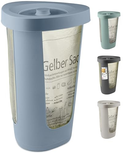 Rotho Fabu Müllsackständer gelber Sack mit Deckel, Kunststoff (PP recycelt), blau, (40.0 x 40.0 x 62.1 cm)