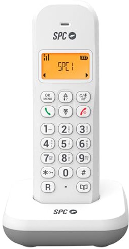 SPC Keops - Schnurloses Festnetztelefon mit beleuchtetem Display | Anrufer-ID | Telefonbuch für 50 Kontakte | ECO-Modus | GAP-Kompatibilität | Weiß
