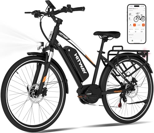 HITWAY 27,5 Zoll E-Bike mit Mittelmotor, 250W, 36V 13Ah Akku, 70 Nm Drehmoment, bis zu 180 km Reichweite, 7-Gang, Pedelec Trekkingrad für Damen und Herren