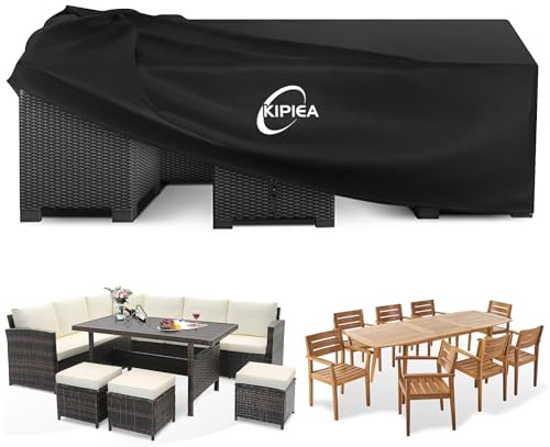 Kipiea Abdeckung Gartenmöbel Wasserdicht, Abdeckplane Gartenmöbel Winterfest, 420D Oxford Gewebe Terrassenmöbel Abdeckhauben für Gartensofa Möbelsets, Anti-UV Rechteckig - 200x160x71cm