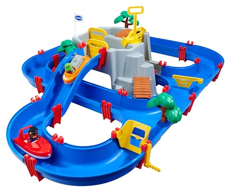 AquaPlay - Wasserbahn MountainLake - 42-teiliges Spieleset mit einem hohen Berg, Wasserfall und geheimer Höhle, Wasserspielspaß inkl. 2 Tierfiguren und 2 Booten, für Kinder ab 3 Jahren