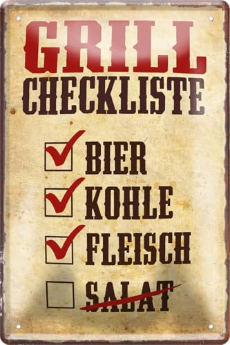schilderkreis24 - Blechschild Grillen – lustige BBQ-Sprüche für Garten, Balkon & Mancave (Meine Regeln)