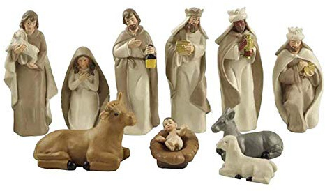 WEGOO Weihnachts Krippenfiguren Wunderschöne Krippenfiguren Set Traditionelle Handbemalt Krippe Mit Harzfiguren Statue Christus Geburt Jesu Harz Ornamente Geschenke 10 Stück