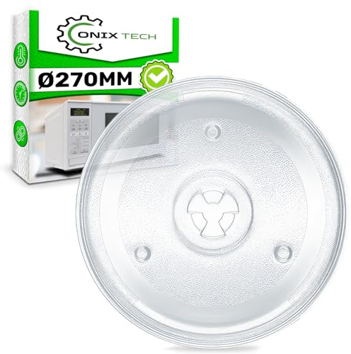 Mikrowellenteller Glas Universal Ø27cm Hat 3 Befestigungsfüße am Boden | Originalcode 297544 für Gorenje 482000100016 für Whirlpool für Indesit - ONIX TECH