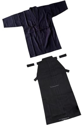 JISADER Japanisches Kendo-Uniform-Set, Bekleidung, Kostüm, traditionelles Samurai-Outfit, Blau und Schwarz, 175cm