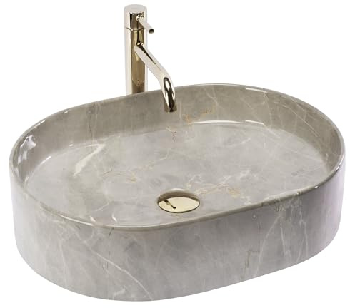Rea Ovales Aufsatzwaschbecken aus Keramik Nadia 50 Kashmir Oval Grey - 50X38X14CM