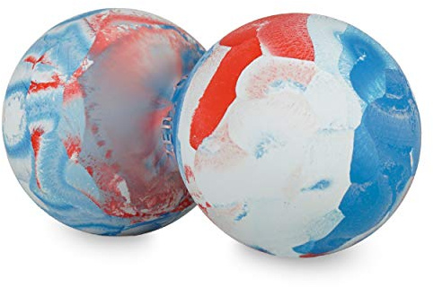 Zen Core Massage Duoball Original - Twinball Faszienrolle aus Lacrosseball Hartgummi in der Farbe Weiß/Rot/Blau, Größe 13 x 6 cm geeignet für Triggerpunkt- & Faszienmassage/Physiotherapie