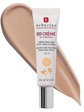 Erborian BB Creme mit Ginseng - Getönte Creme - Pflege mit "Babyhaut-Effekt" - 5-in-1 koreanische Gesichtspflege mit LSF 20 - Nude - 15 ml