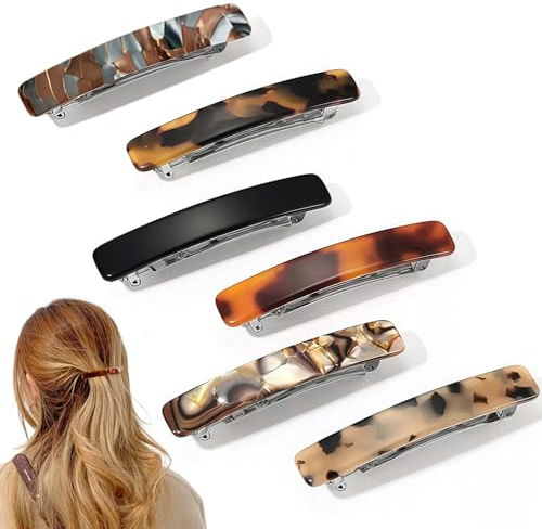 KEYRI 6 Stück Haarspangen 7.5cm/3 Französische Haarspangen Automatischer | Französische Haarspange Volumenclip French Barrette Clip Bunte Haarspangens Hair Clip für Mädchen und Frauen (Sechs Farben)